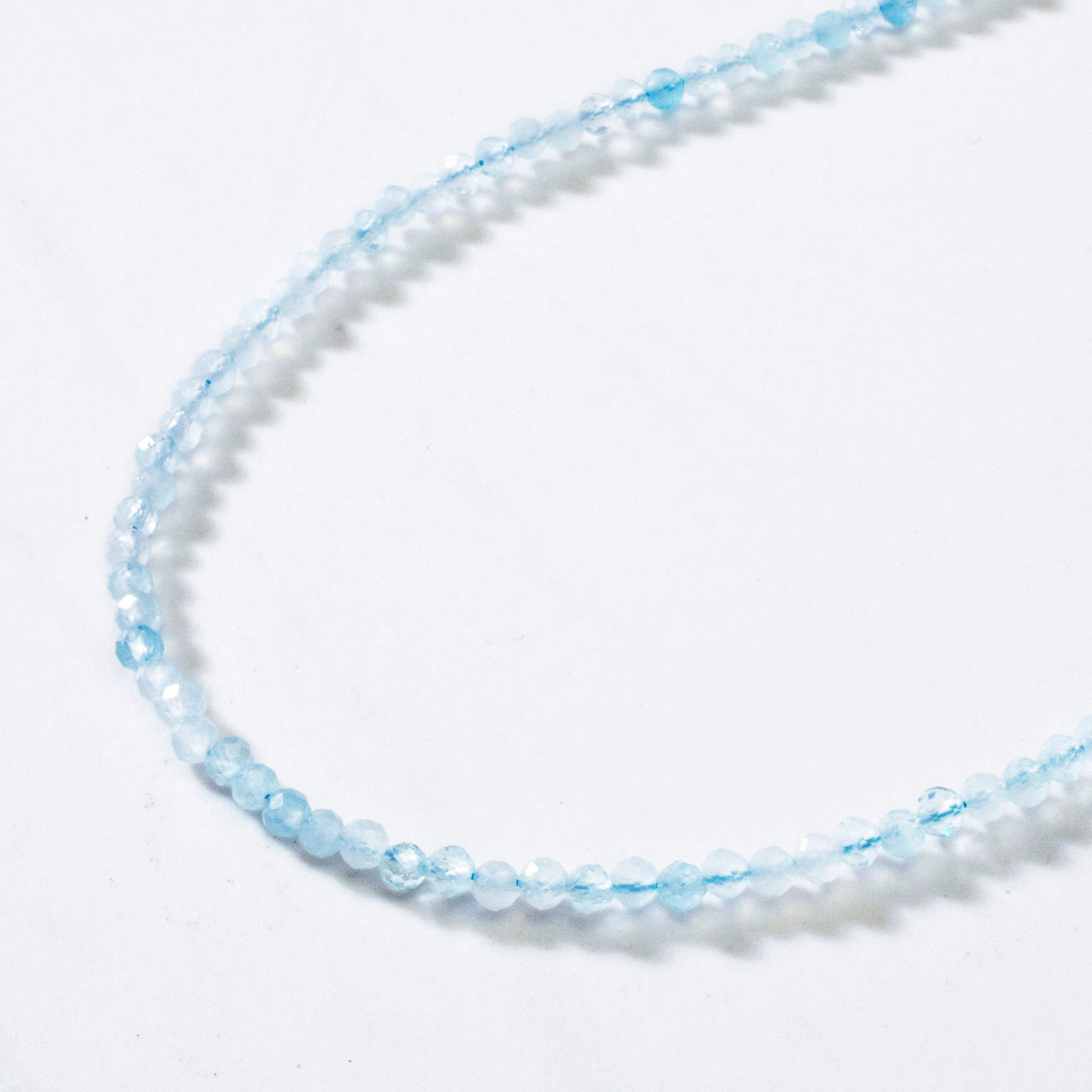 3mm Aquamarine Faceted 31" Necklace / Multi Wrap Bracelet