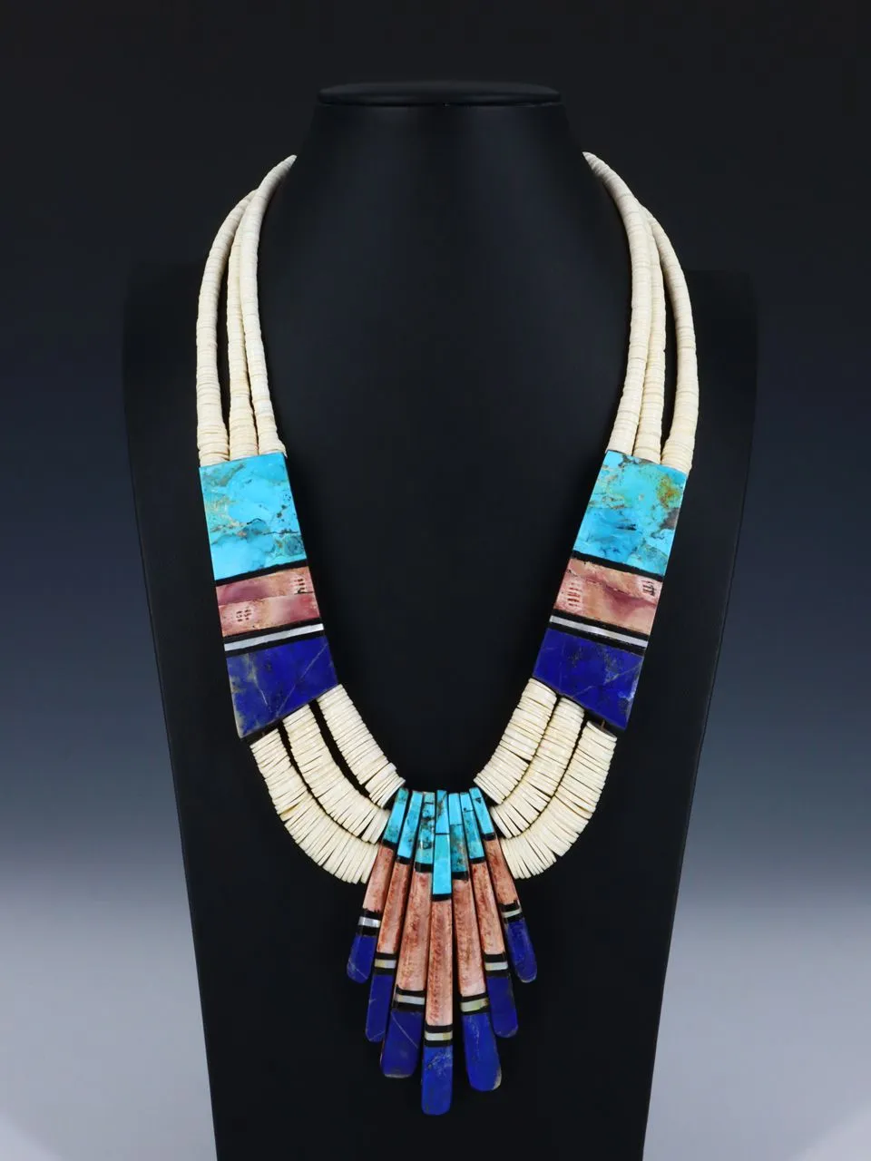 Native American Santo Domingo White Shell Mosaic Necklace Set